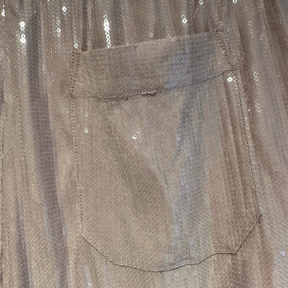 NWT Anthropologie Maeve Blush Sequin Joggers with White Stripe M - Picture 10 of 13